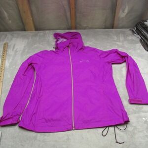 Columbia Jacket Womens Large Pink Switchback II Hooded Windbreaker Rain Packable